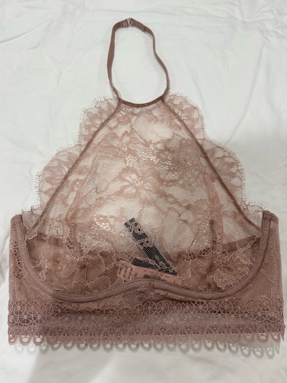Victoria's Secret Lace Halter Bralette in Dusty Rose 32C